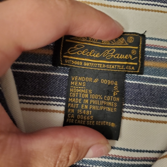 Eddie Bauer elkhorn twill button up striped shirt - Picture 5 of 5